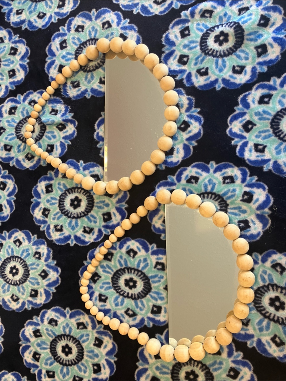 Wood Bead Mirror Garland - Natural Wood